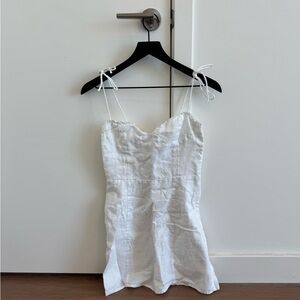 Wilfred White Linen Tie-Shoulder Mini Dress